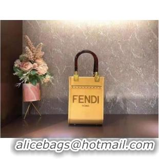 New Design FENDI MINI SUNSHINE SHOPPER leather mini-bag 8BS051ABV Yellow