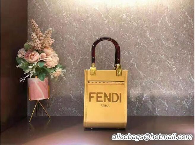 New Design FENDI MINI SUNSHINE SHOPPER leather mini-bag 8BS051ABV Yellow