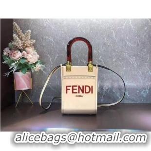 Trendy Design FENDI MINI SUNSHINE SHOPPER leather mini-bag 8BS051ABV Beige