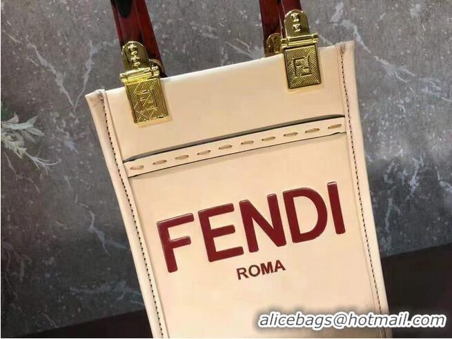 Trendy Design FENDI MINI SUNSHINE SHOPPER leather mini-bag 8BS051ABV Beige