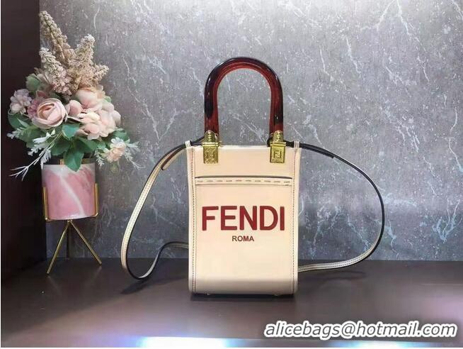 Trendy Design FENDI MINI SUNSHINE SHOPPER leather mini-bag 8BS051ABV Beige