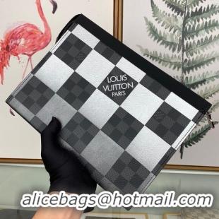 Luxury Cheap Louis Vuitton Damier Graphite Giant POCHETTE VOYAGE N60412 Black&White