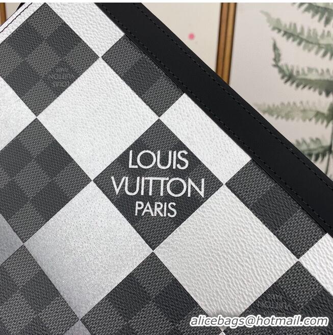 Luxury Cheap Louis Vuitton Damier Graphite Giant POCHETTE VOYAGE N60412 Black&White