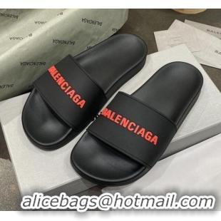 Purchase Balenciaga Flat Slide Sandals 031007 Black 2021