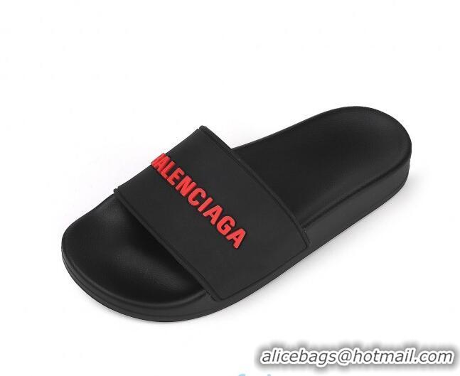 Purchase Balenciaga Flat Slide Sandals 031007 Black 2021