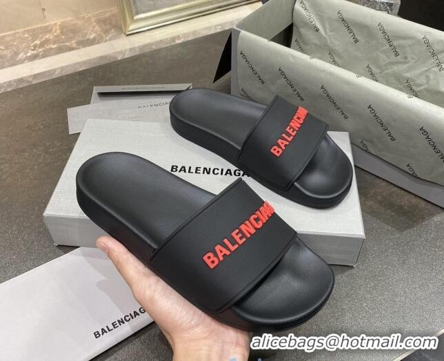 Purchase Balenciaga Flat Slide Sandals 031007 Black 2021