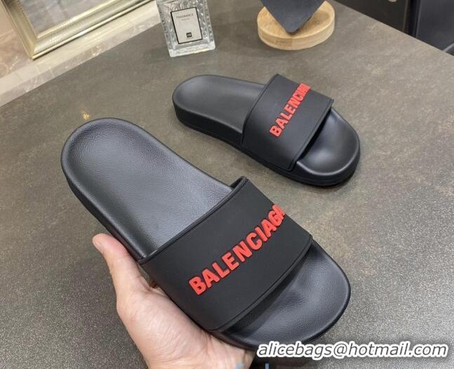 Purchase Balenciaga Flat Slide Sandals 031007 Black 2021