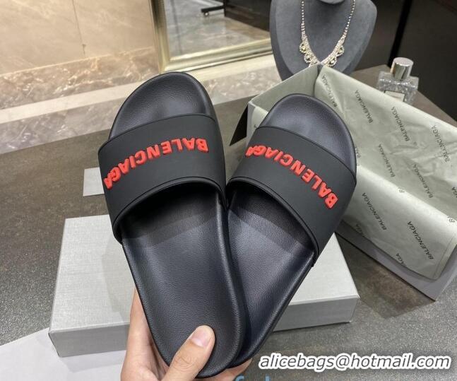 Purchase Balenciaga Flat Slide Sandals 031007 Black 2021