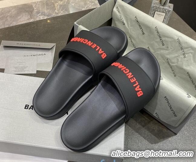 Purchase Balenciaga Flat Slide Sandals 031007 Black 2021