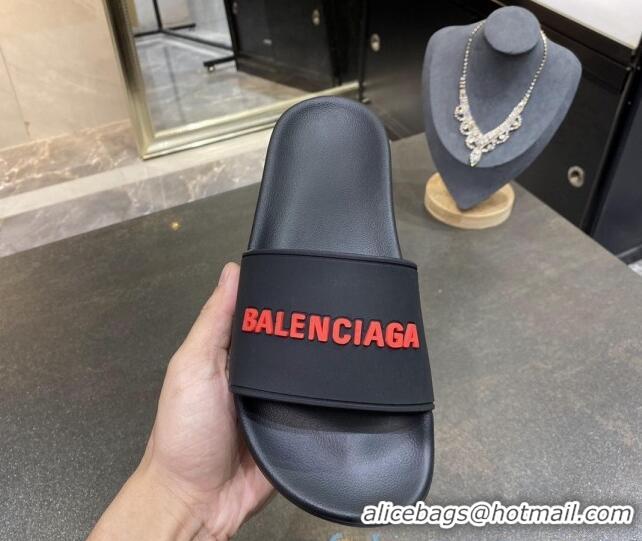 Purchase Balenciaga Flat Slide Sandals 031007 Black 2021