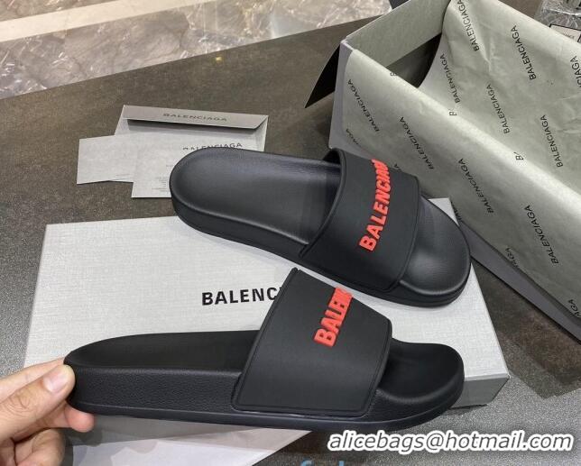 Purchase Balenciaga Flat Slide Sandals 031007 Black 2021