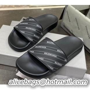 Best Price Balenciaga Flat Slide Sandals 031007 Black 2021