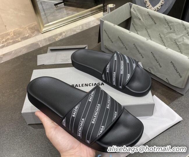 Best Price Balenciaga Flat Slide Sandals 031007 Black 2021