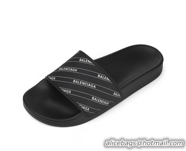 Best Price Balenciaga Flat Slide Sandals 031007 Black 2021