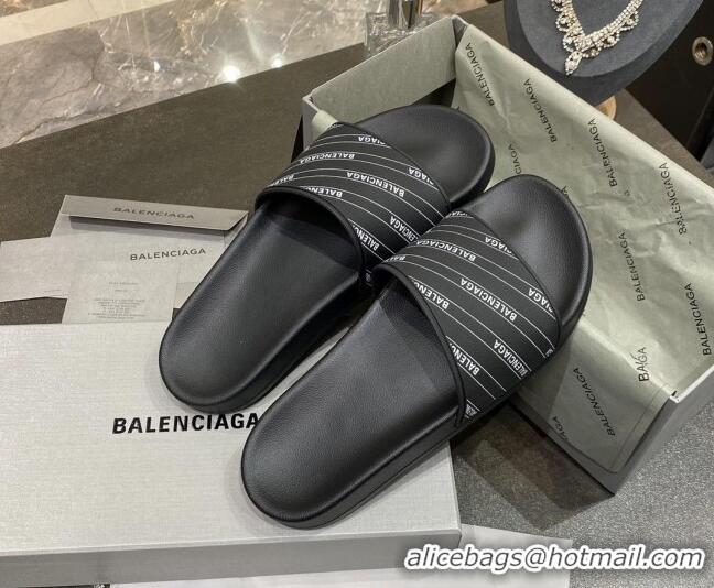 Best Price Balenciaga Flat Slide Sandals 031007 Black 2021