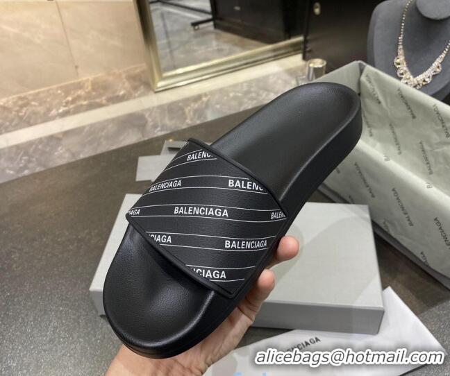 Best Price Balenciaga Flat Slide Sandals 031007 Black 2021