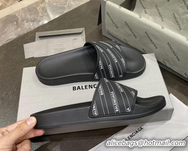 Best Price Balenciaga Flat Slide Sandals 031007 Black 2021