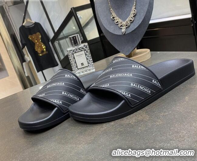 Best Price Balenciaga Flat Slide Sandals 031007 Black 2021