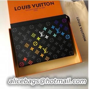 Best Price Louis Vuitton Monogram Eclipse POCHETTE VOYAGE MM M61692 Hand drawn Rainbow