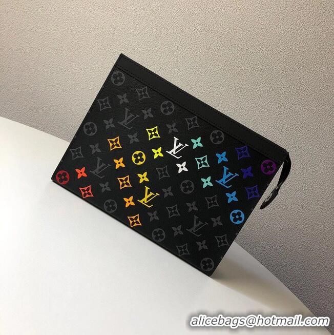 Best Price Louis Vuitton Monogram Eclipse POCHETTE VOYAGE MM M61692 Hand drawn Rainbow