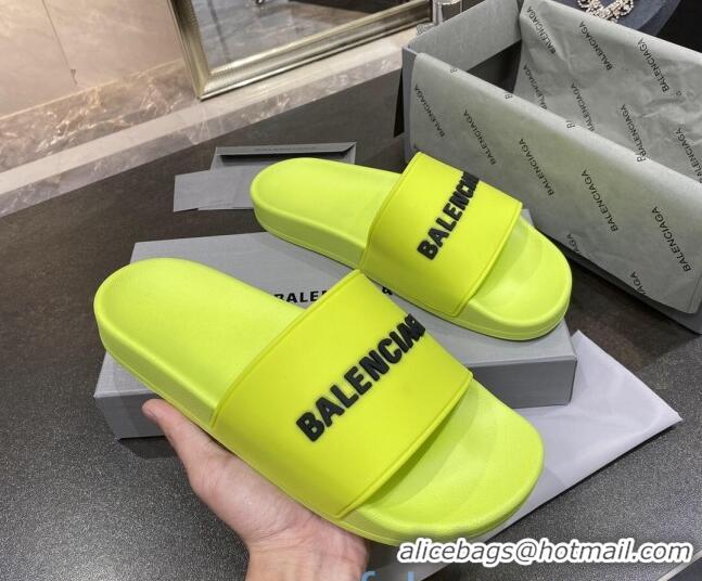 Top Grade Balenciaga Flat Slide Sandals 031007 Yellow 2021