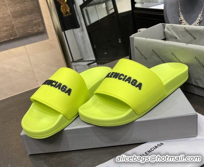 Top Grade Balenciaga Flat Slide Sandals 031007 Yellow 2021