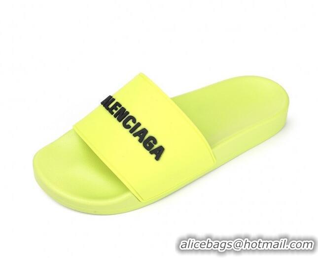 Top Grade Balenciaga Flat Slide Sandals 031007 Yellow 2021