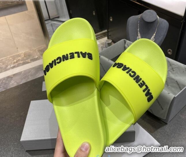 Top Grade Balenciaga Flat Slide Sandals 031007 Yellow 2021