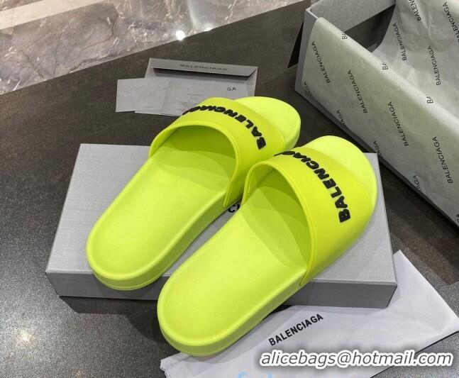 Top Grade Balenciaga Flat Slide Sandals 031007 Yellow 2021