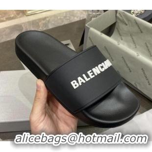 Hot Style Balenciaga Flat Slide Sandals 031007 Black 2021