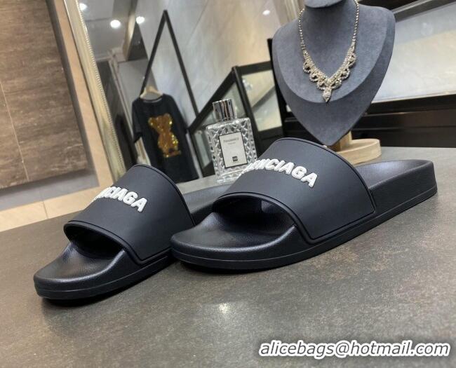 Hot Style Balenciaga Flat Slide Sandals 031007 Black 2021