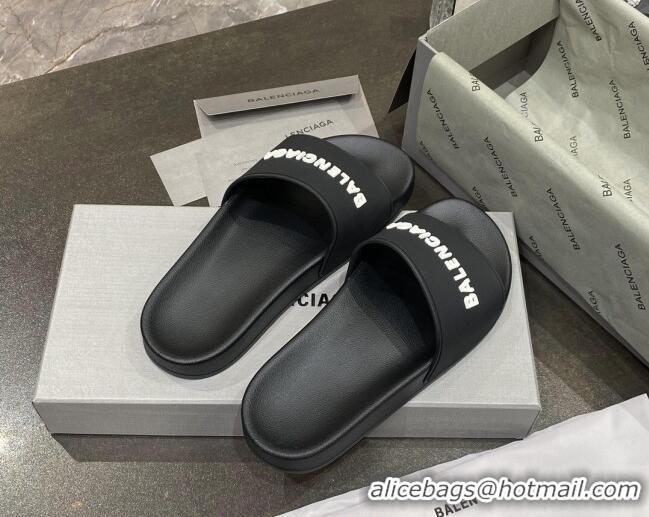 Hot Style Balenciaga Flat Slide Sandals 031007 Black 2021