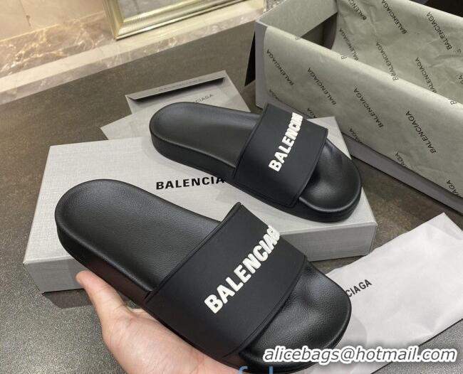 Hot Style Balenciaga Flat Slide Sandals 031007 Black 2021