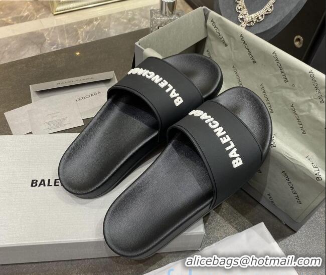 Hot Style Balenciaga Flat Slide Sandals 031007 Black 2021