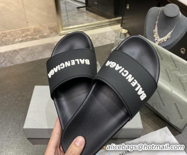 Hot Style Balenciaga Flat Slide Sandals 031007 Black 2021