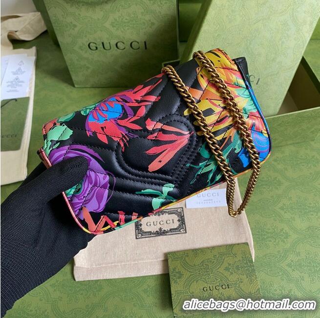 Best Product Gucci Dionysus Leather Super mini Bag 476433 Black Flower