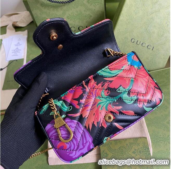 Best Product Gucci Dionysus Leather Super mini Bag 476433 Black Flower