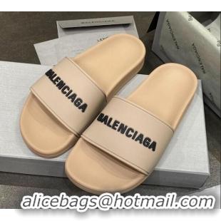 Good Looking Balenciaga Flat Slide Sandals 031007 Beige 2021