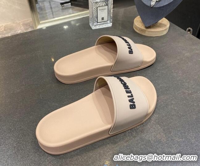 Good Looking Balenciaga Flat Slide Sandals 031007 Beige 2021