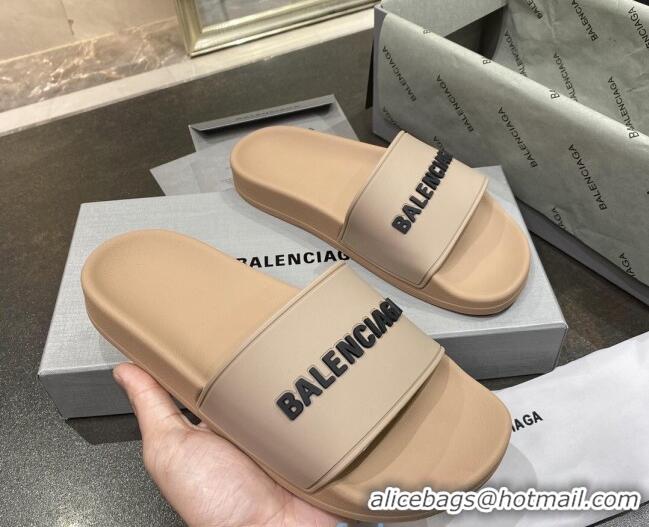 Good Looking Balenciaga Flat Slide Sandals 031007 Beige 2021