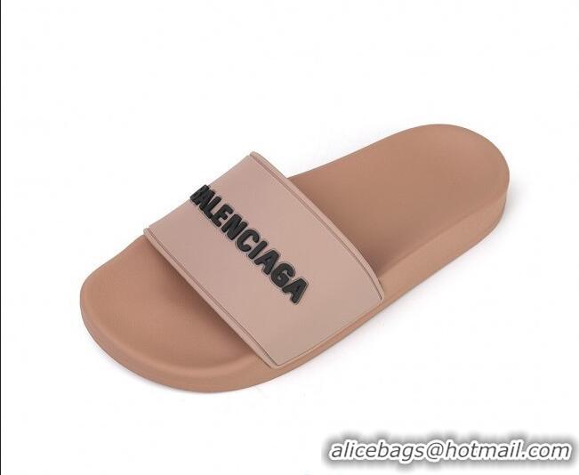 Good Looking Balenciaga Flat Slide Sandals 031007 Beige 2021