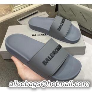 Top Quality Balenciaga Flat Slide Sandals 031014 Grey 2021