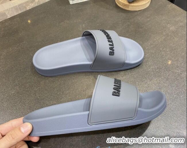 Top Quality Balenciaga Flat Slide Sandals 031014 Grey 2021