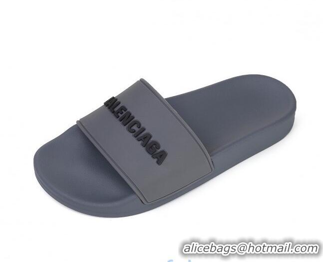 Top Quality Balenciaga Flat Slide Sandals 031014 Grey 2021