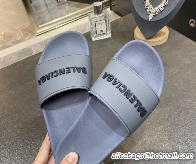 Top Quality Balenciaga Flat Slide Sandals 031014 Grey 2021