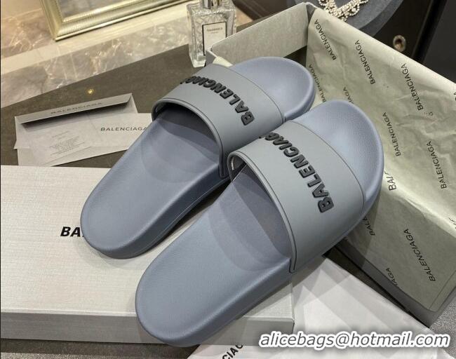 Top Quality Balenciaga Flat Slide Sandals 031014 Grey 2021