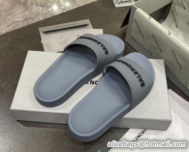 Top Quality Balenciaga Flat Slide Sandals 031014 Grey 2021