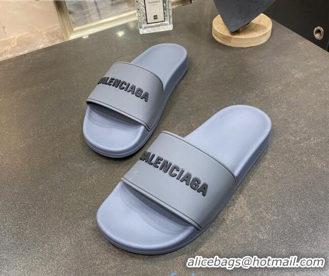 Top Quality Balenciaga Flat Slide Sandals 031014 Grey 2021