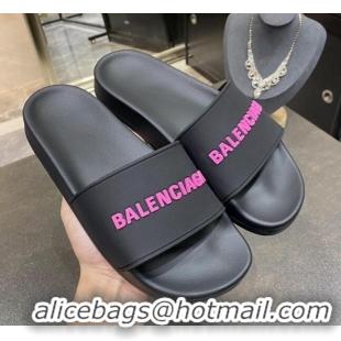 Custom Balenciaga Flat Slide Sandals 031014 Black 2021