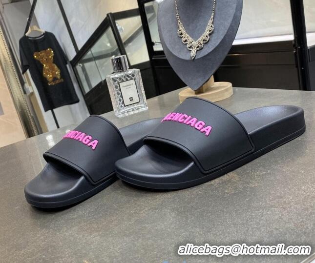 Custom Balenciaga Flat Slide Sandals 031014 Black 2021